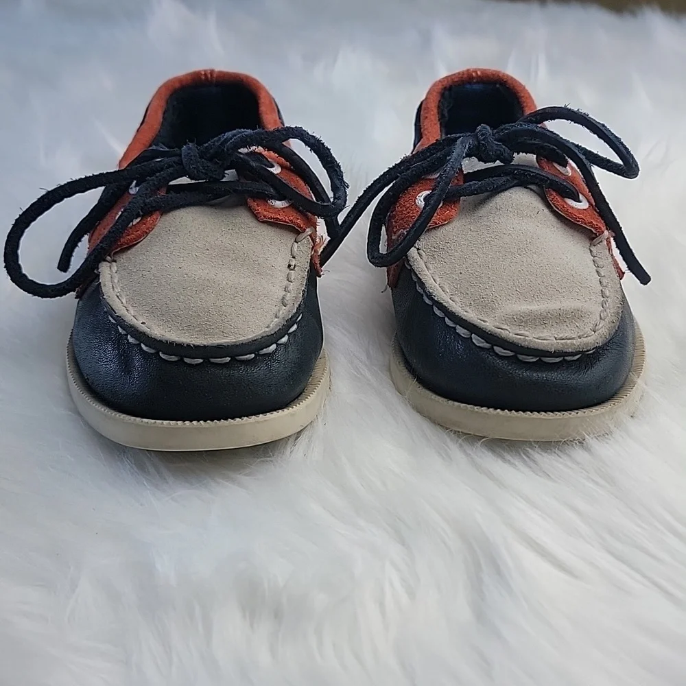 SPERRY Blue Orange Color‎ Block Leather Suede Preppy Summer Lace Up Boat Shoes 9